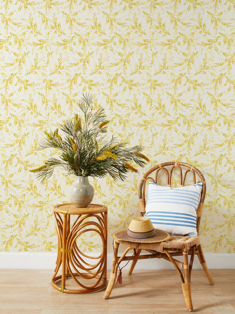 sweet caroline yellow grasscloth