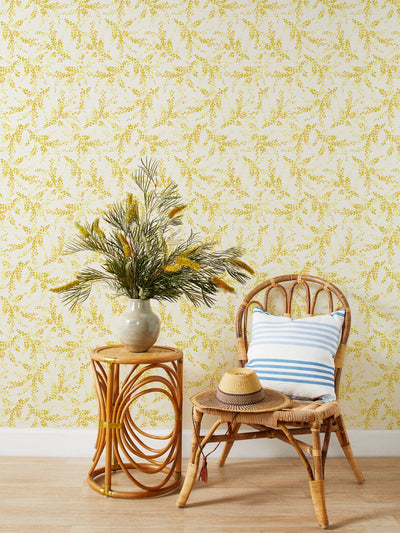 'Sweet Caroline' Grasscloth' Wallpaper by Wallshoppe - Yellow