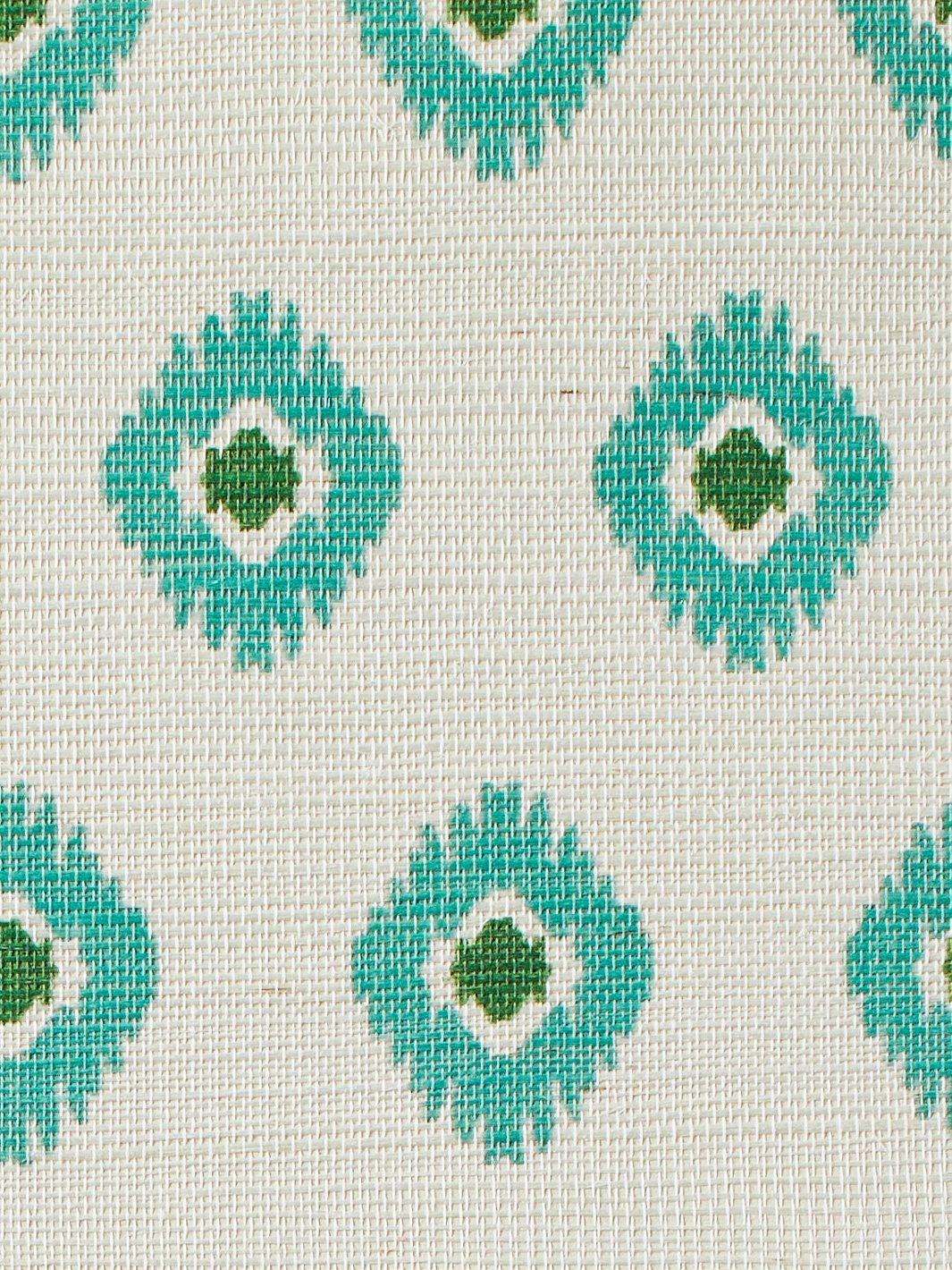 'Tangier Medallion' Grasscloth' Wallpaper by Wallshoppe - Green