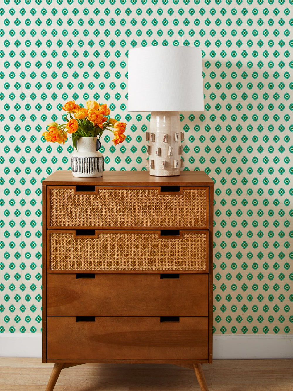 tangier medallion green grasscloth