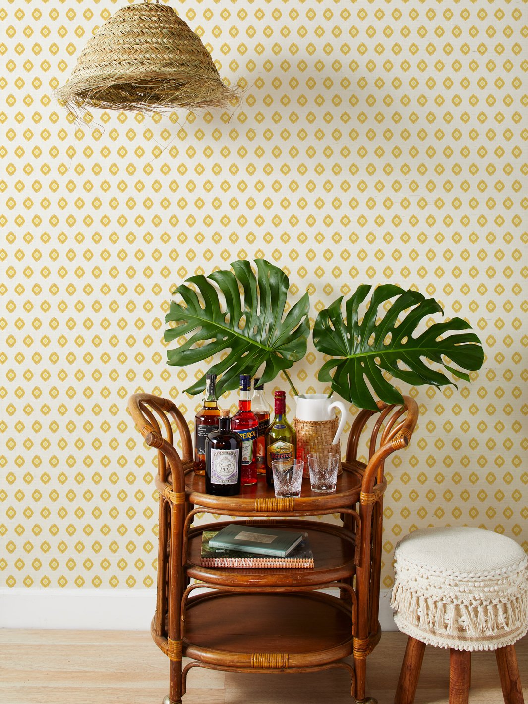 tangier medallion yellow grasscloth