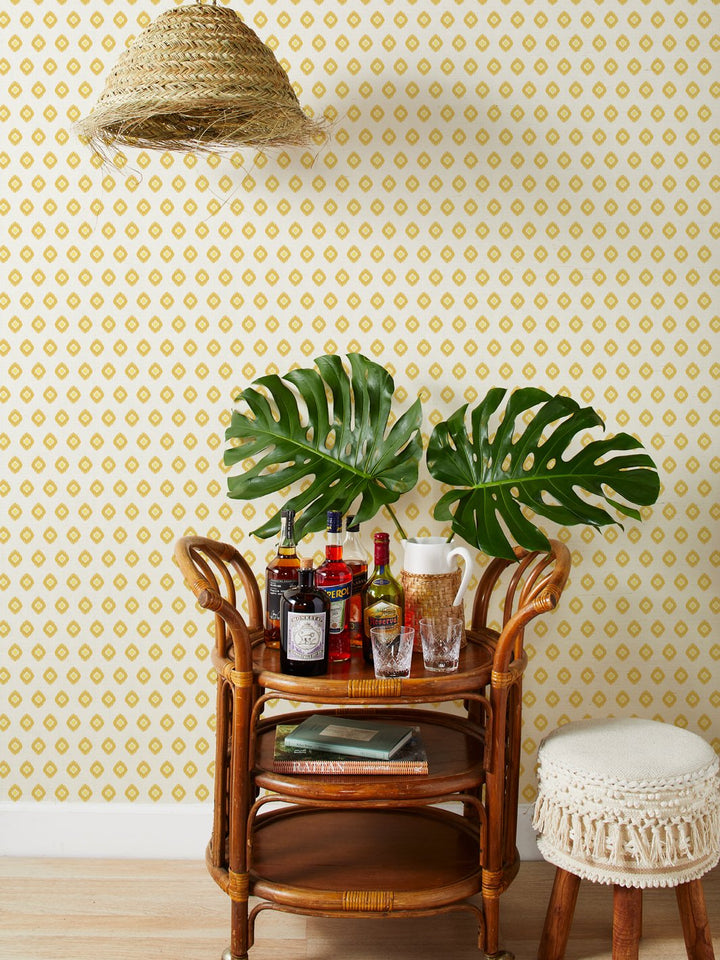 tangier medallion yellow grasscloth