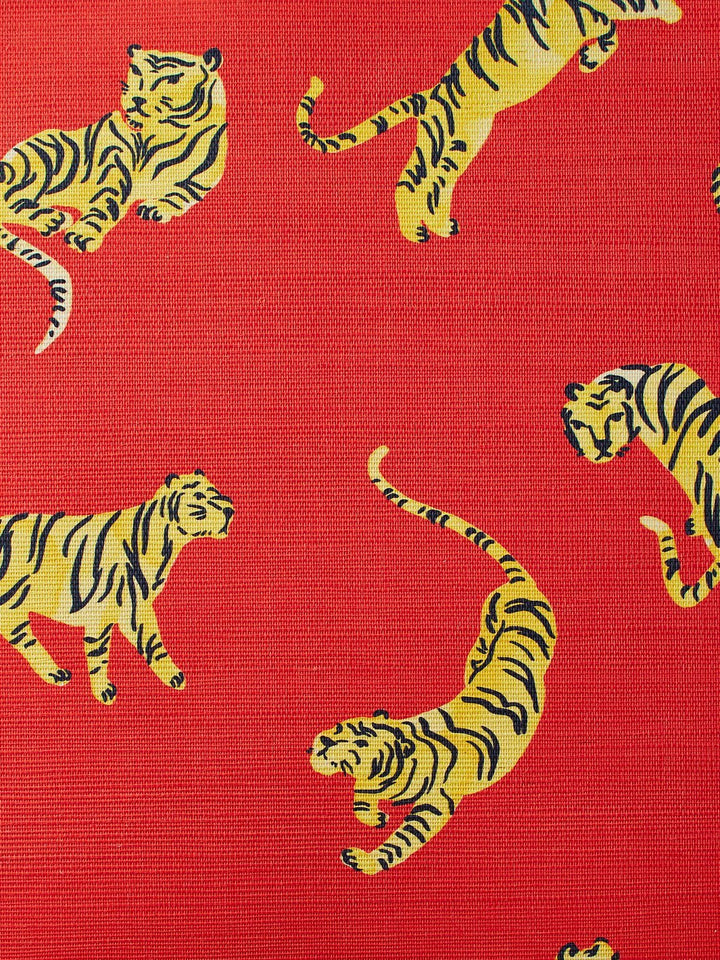 tigers red grasscloth