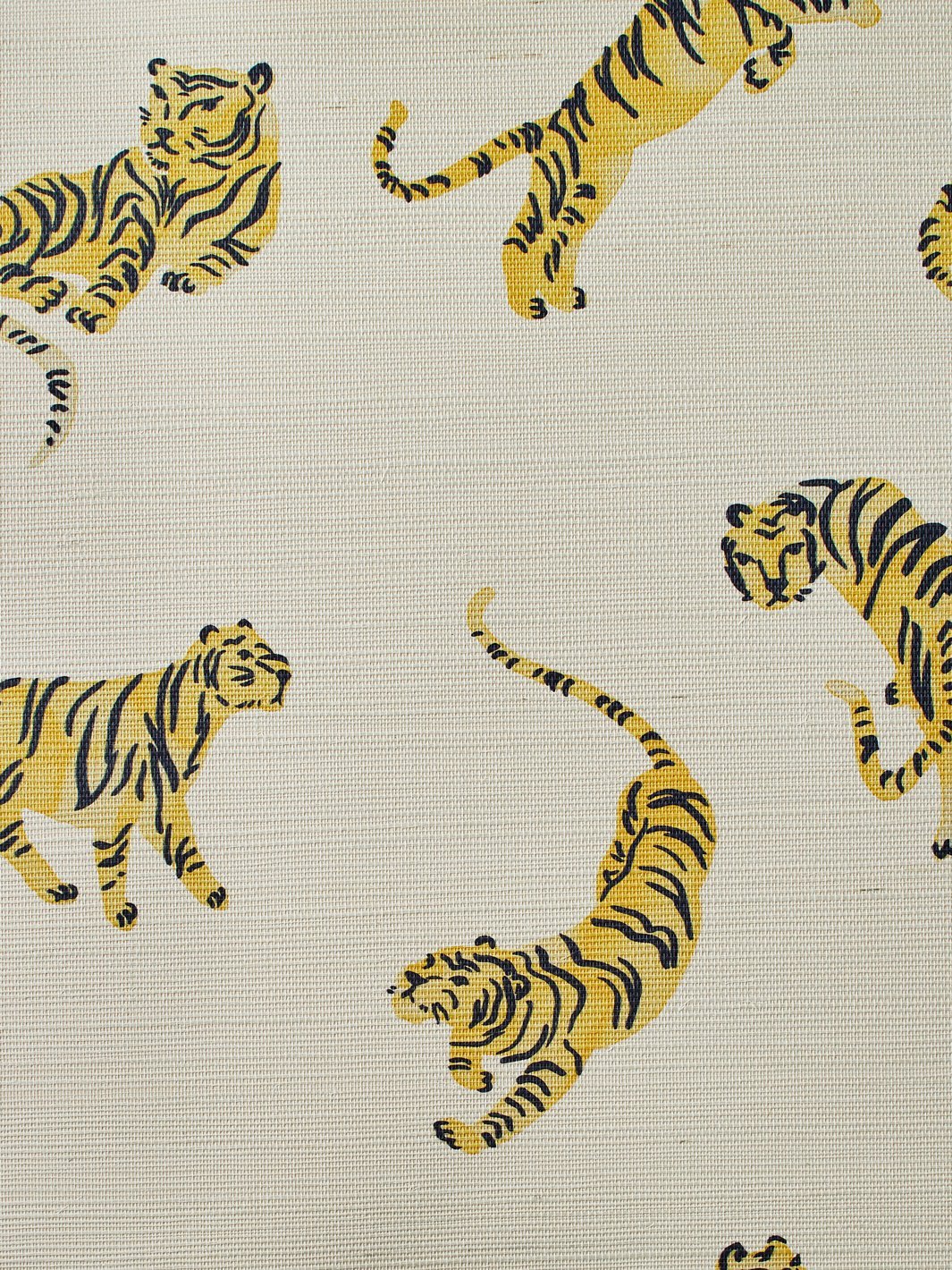 tigers white grasscloth