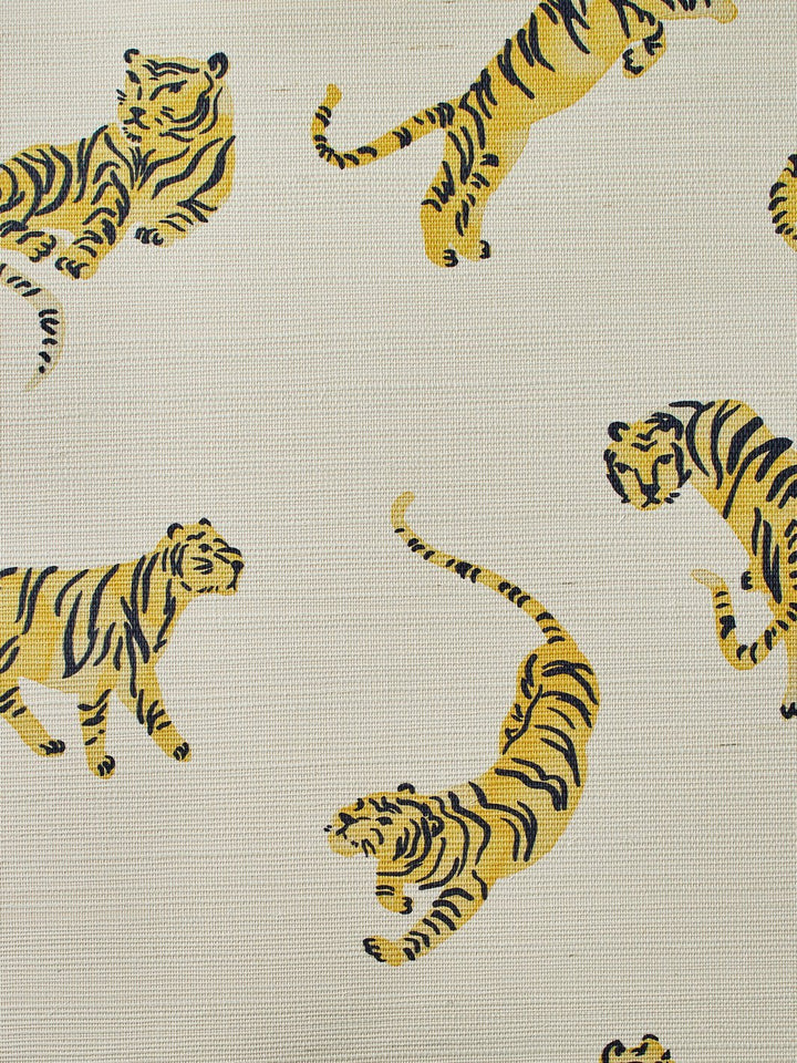 tigers white grasscloth