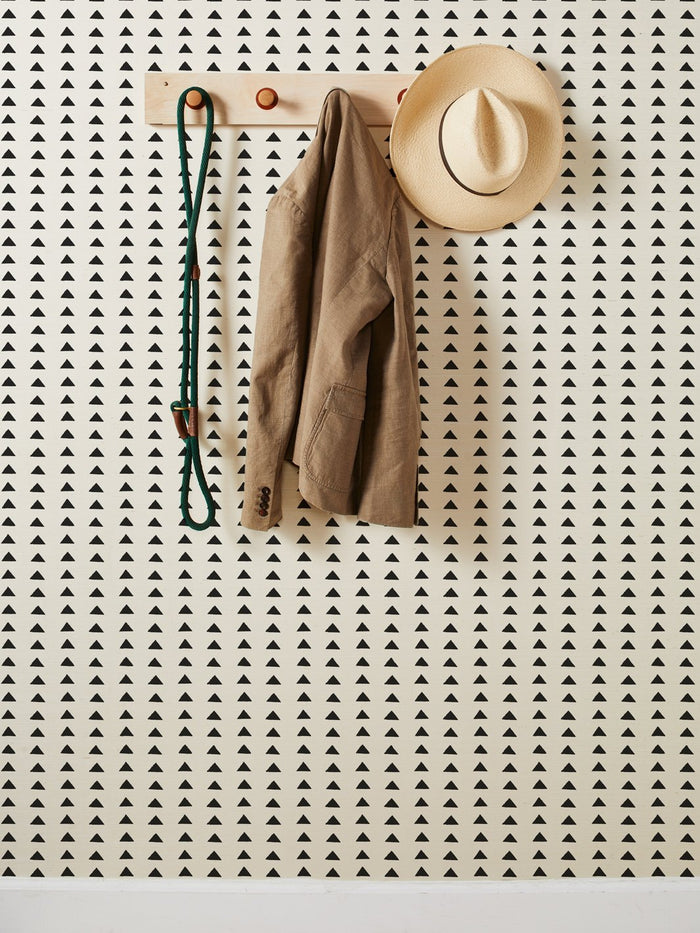 'Triangles' Grasscloth Wallpaper by Nathan Turner - Black