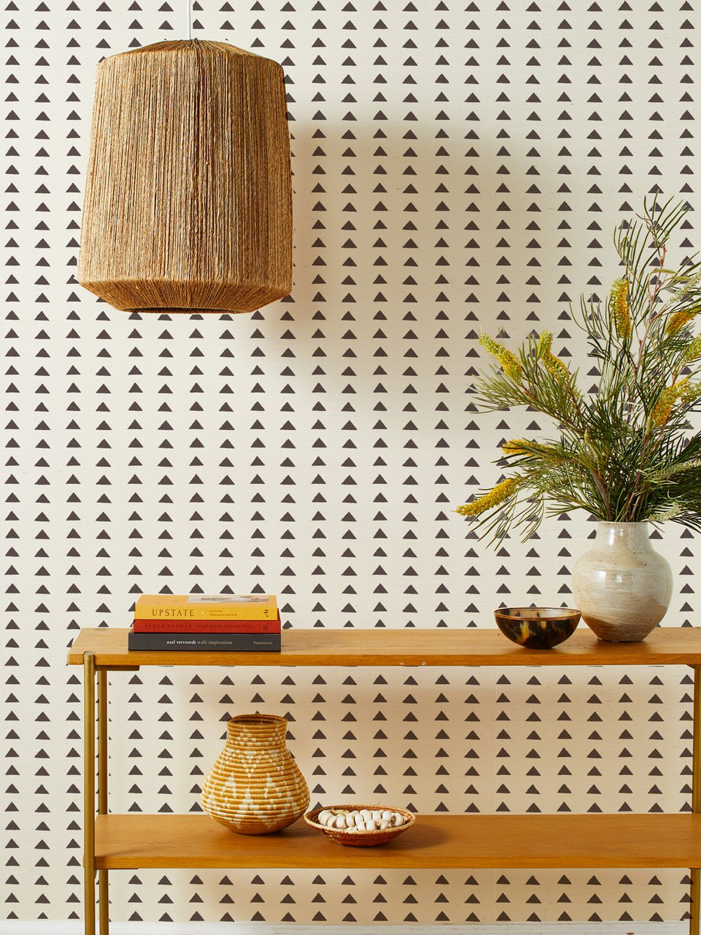 triangles chocolate grasscloth