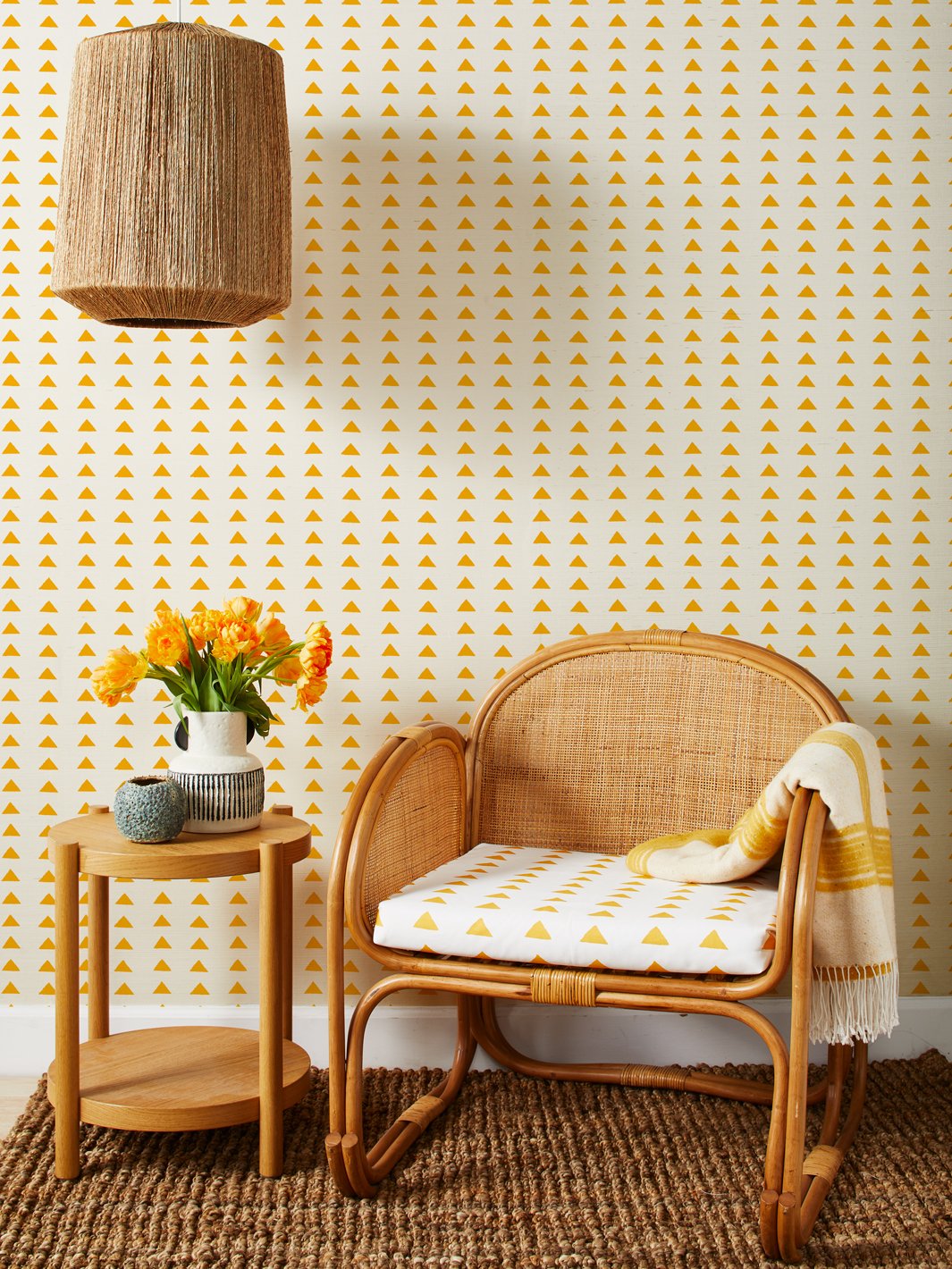 'Triangles' Grasscloth' Wallpaper by Nathan Turner - Gold
