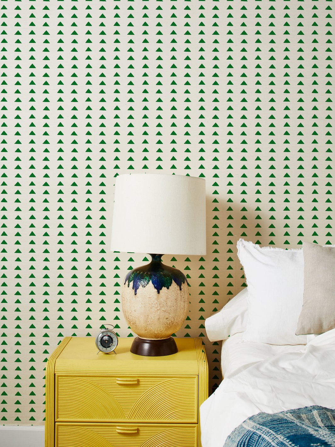 'Triangles' Grasscloth' Wallpaper by Nathan Turner - Green