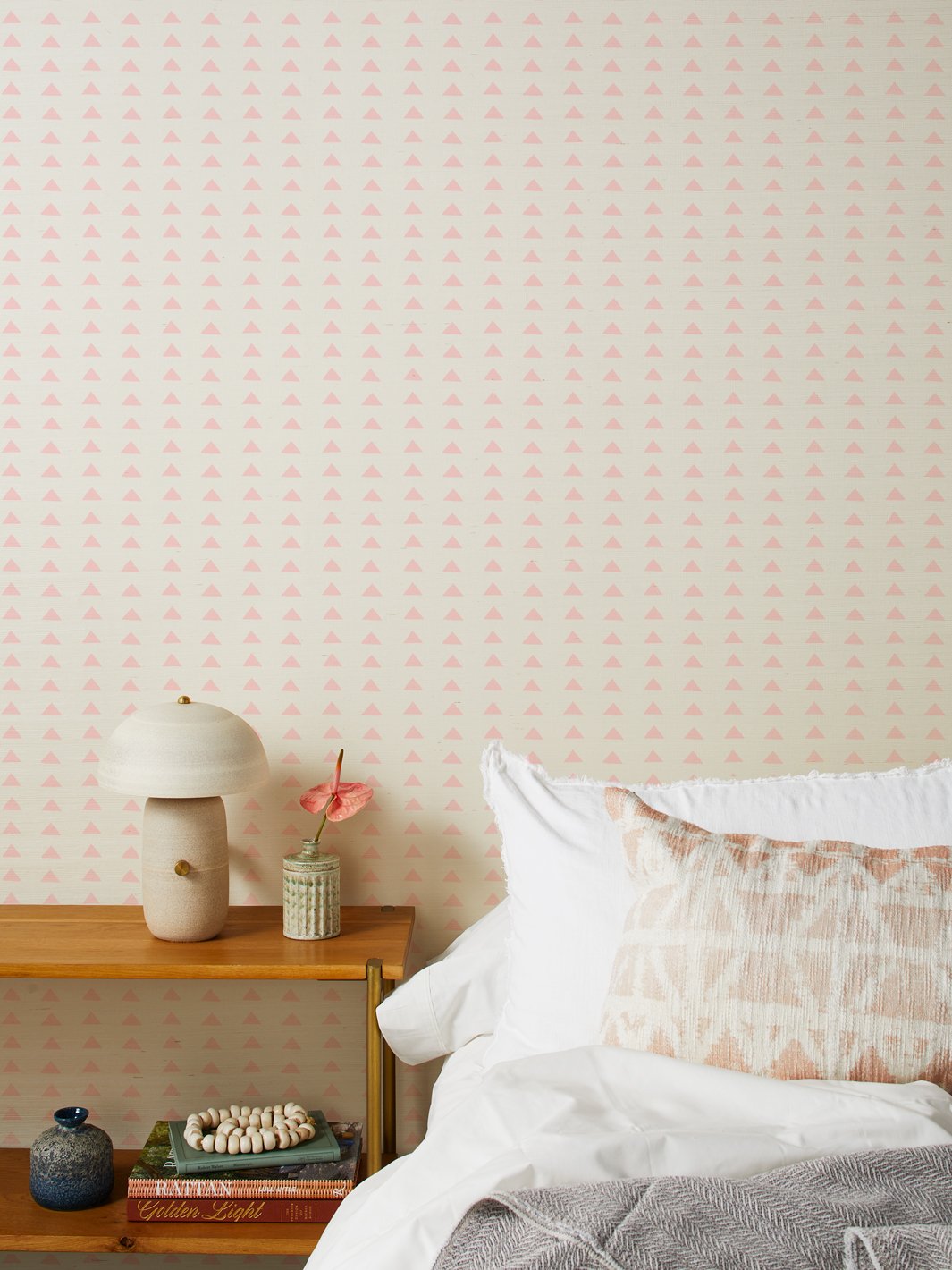 triangles pink grasscloth
