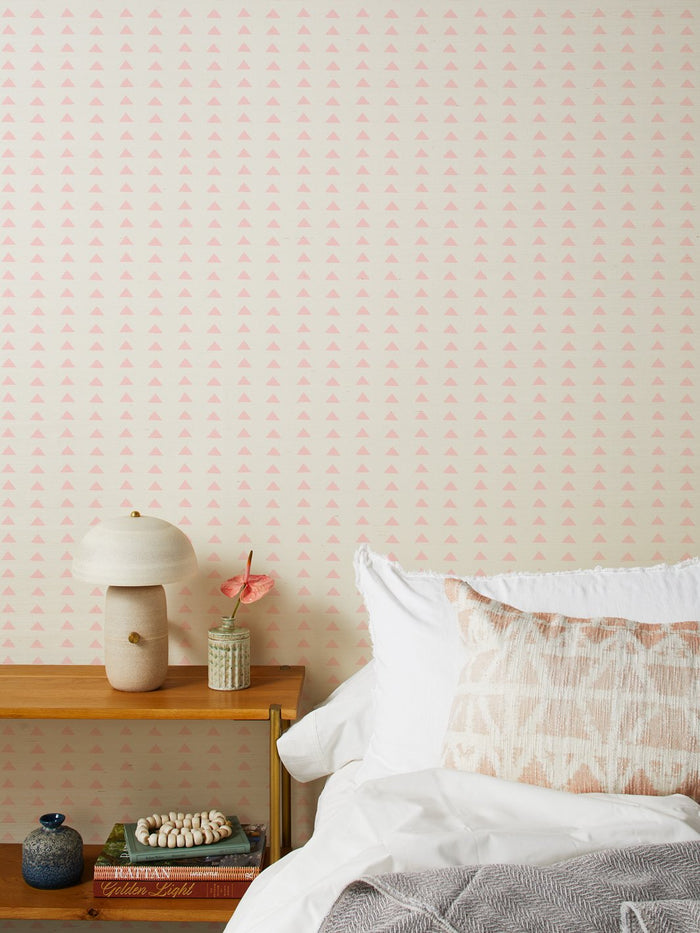 'Triangles' Grasscloth Wallpaper by Nathan Turner - Pink
