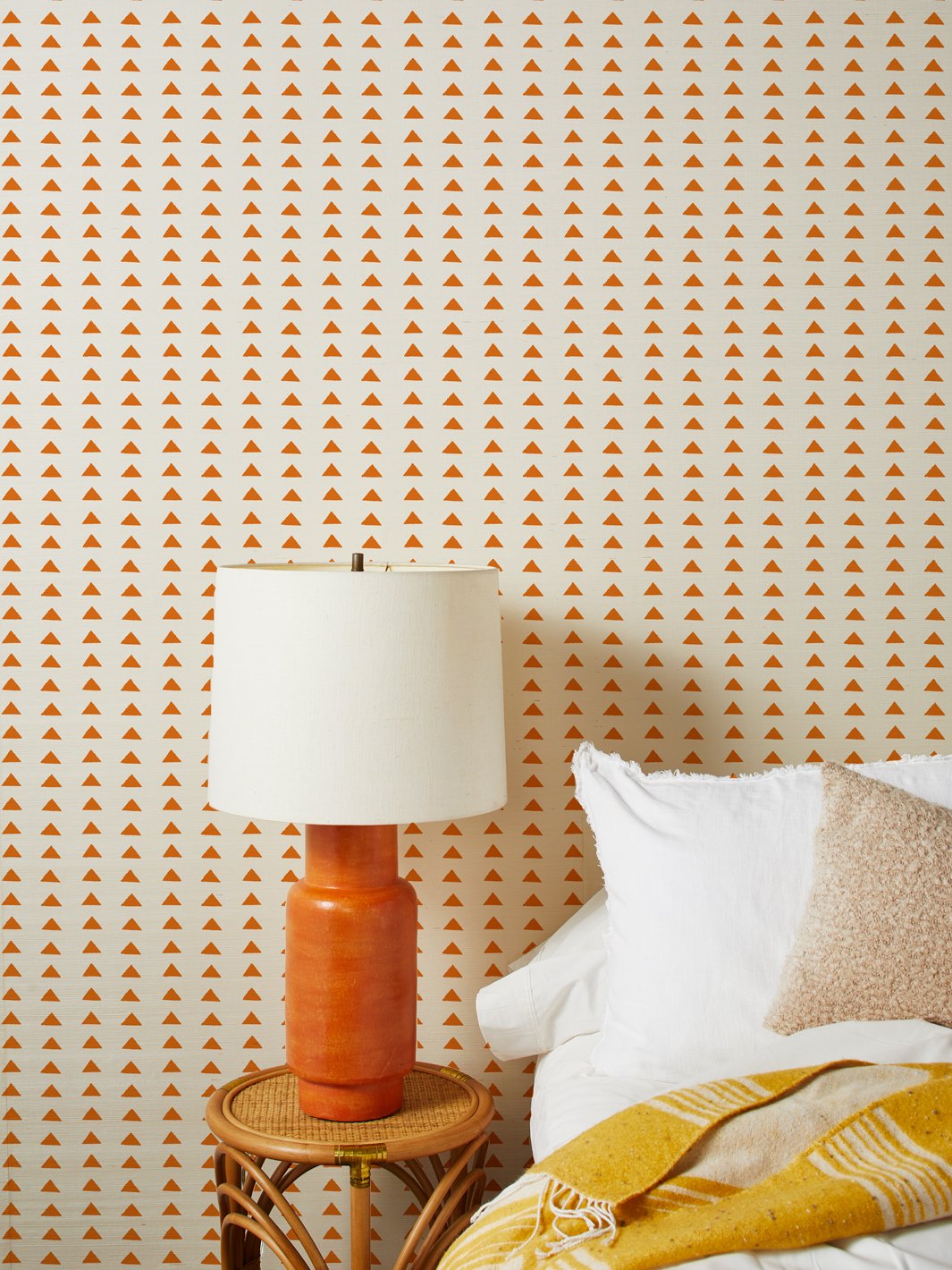 triangles terracota grasscloth