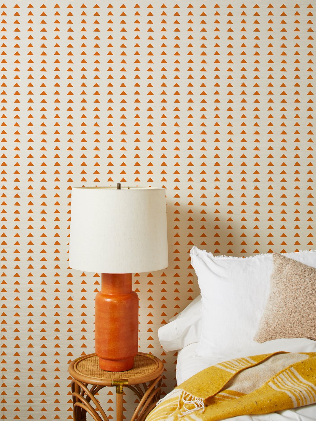 'Triangles' Grasscloth' Wallpaper by Nathan Turner - Terracotta