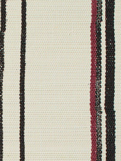 'Two Tone Stripe' Grasscloth' Wallpaper by Nathan Turner - Black Burgundy