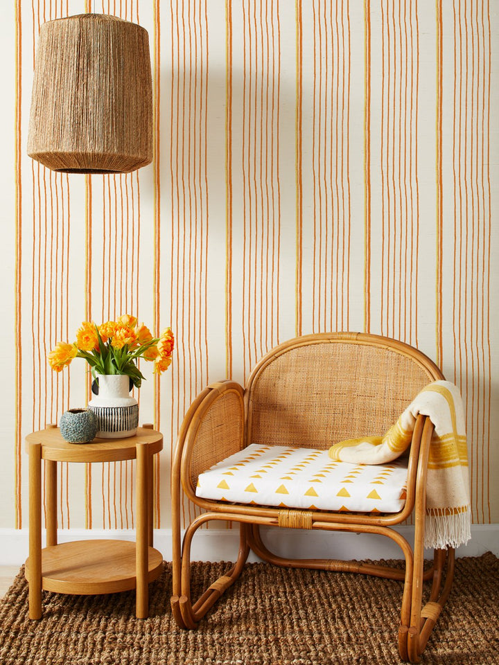 two tone stripe daffodil terracota grasscloth