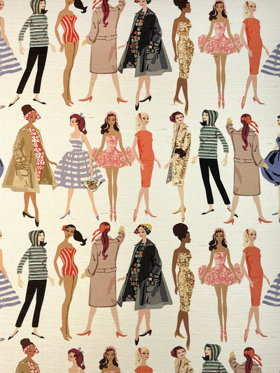 vintage illustration grasscloth wallpaper by barbie natural