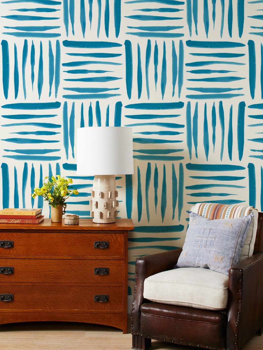 watercolor weave large lapis grasscloth