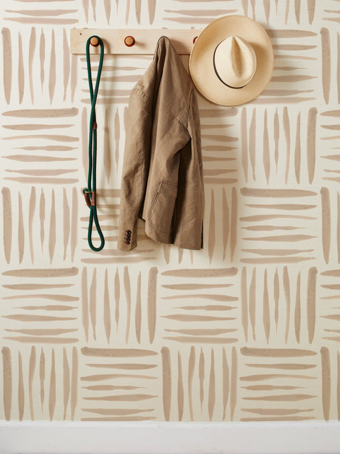 'Watercolor Weave Large' Grasscloth Wallpaper by Wallshoppe - Taupe