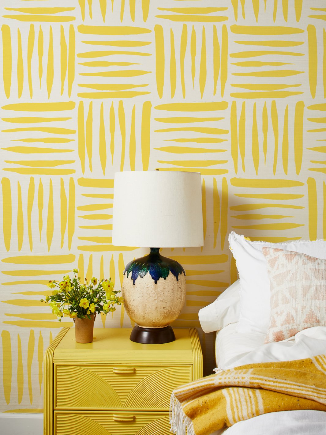 watercolor weave large yellow grasscloth