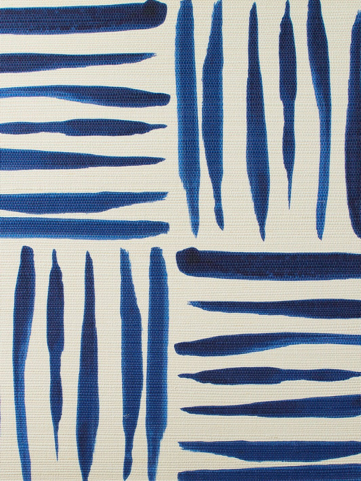 watercolor weave small blue grasscloth