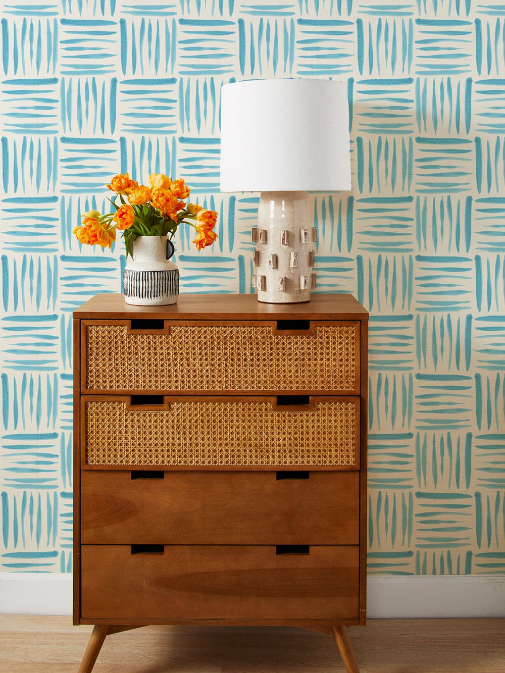 watercolor weave small light blue grasscloth