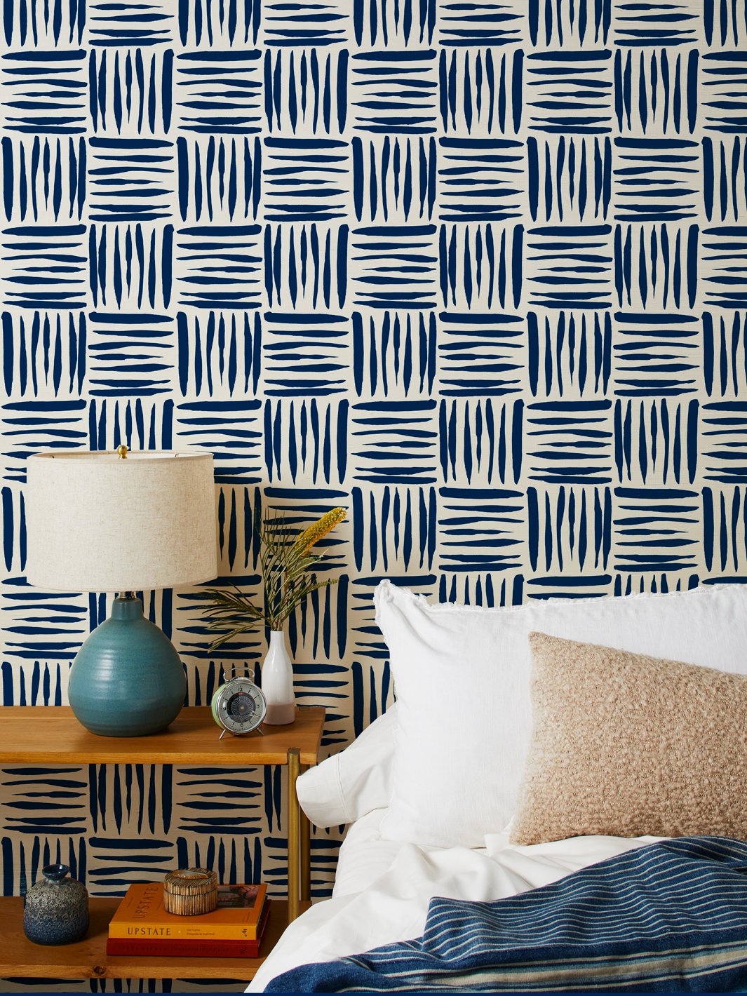 watercolor weave small solid navy grasscloth