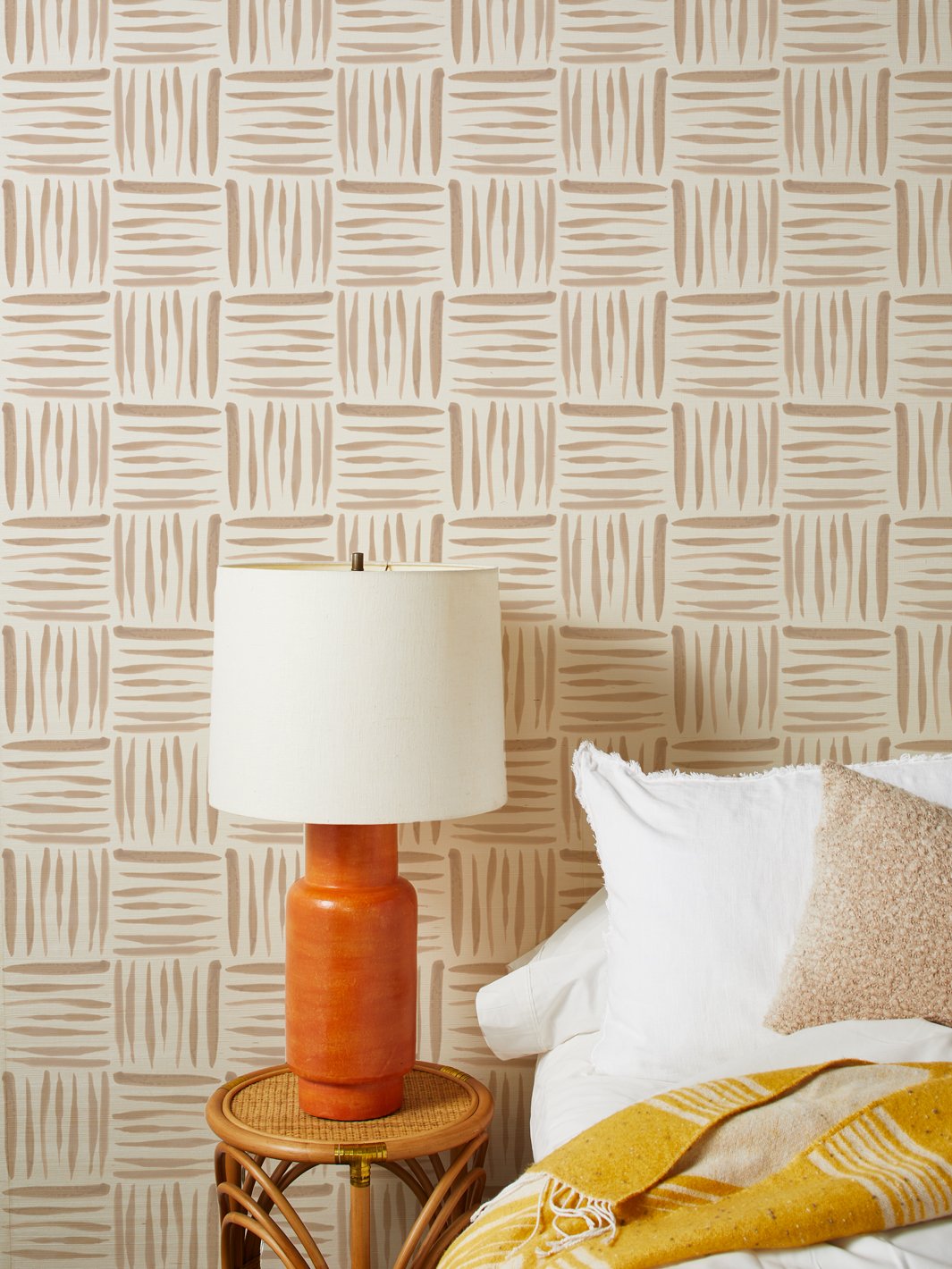 'Watercolor Weave Small' Grasscloth' Wallpaper by Wallshoppe - Taupe