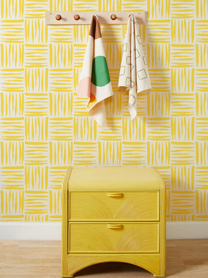 watercolor weave small yellow grasscloth
