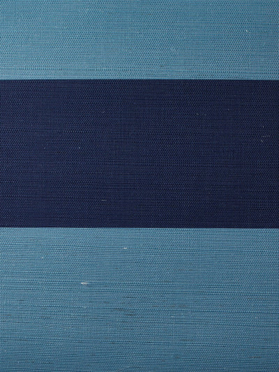 wide stripe two color lapis navy grasscloth