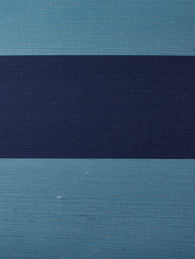 'Wide Stripe Two Color' Grasscloth' Wallpaper by Wallshoppe - Lapis Navy