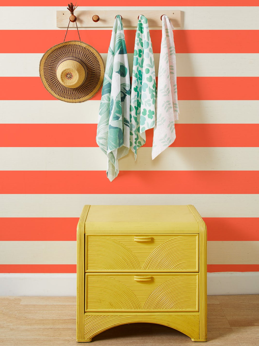 wide stripe persimmon grasscloth