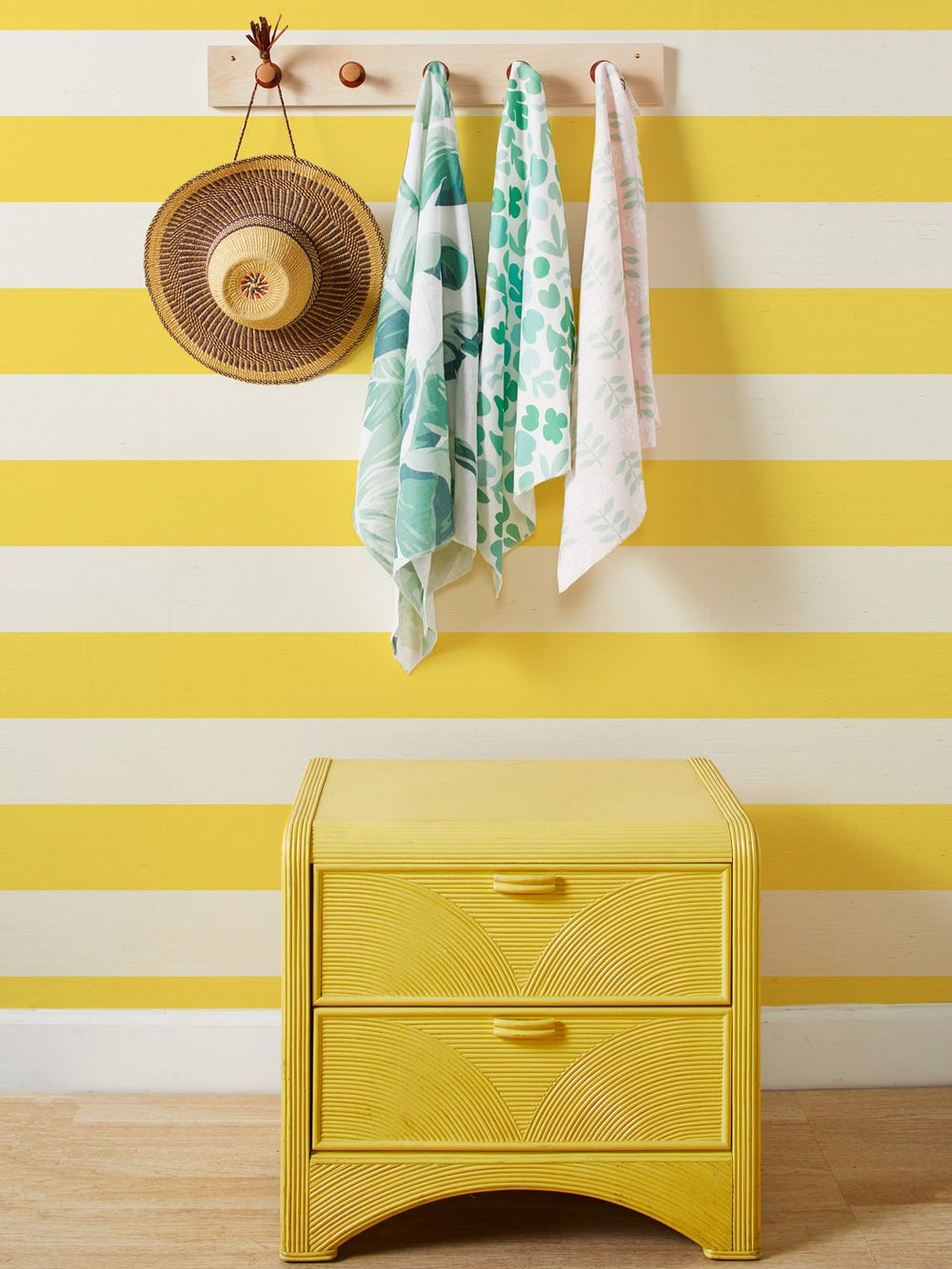wide stripe yellow grasscloth