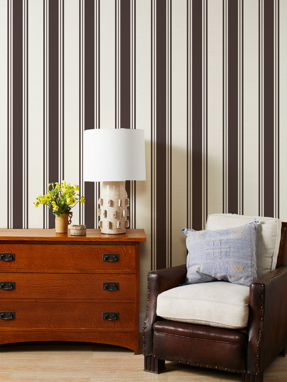 yorkshire stripe chocolate grasscloth