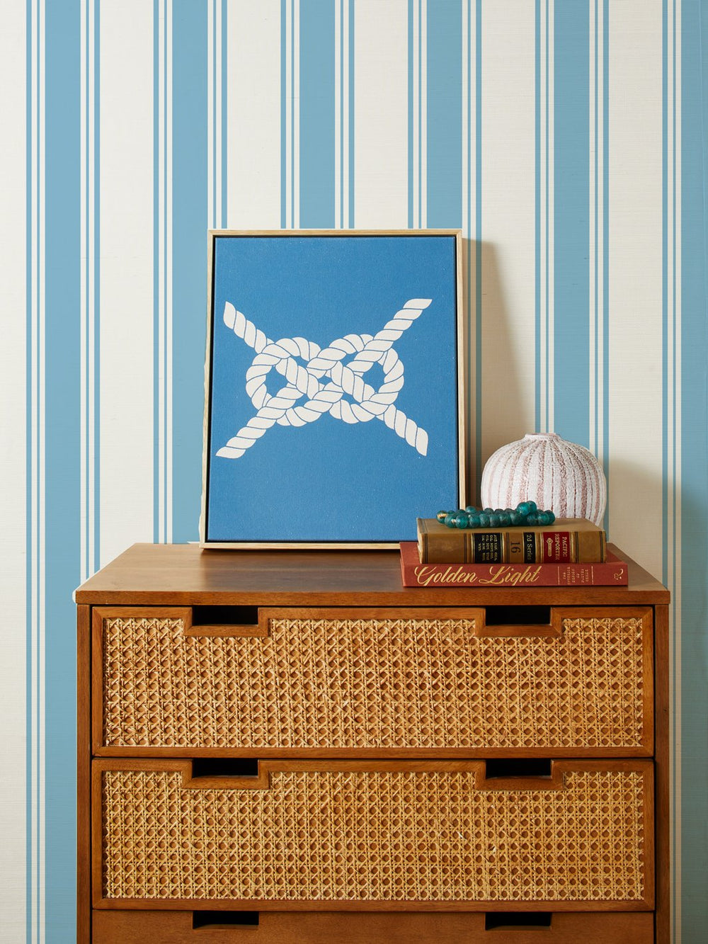 yorkshire stripe cornflower grasscloth