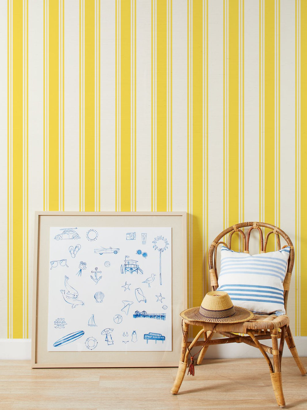 yorkshire stripe yellow grasscloth