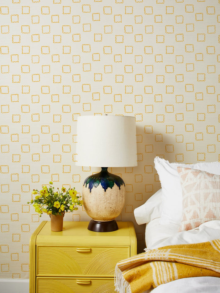 zag square gold grasscloth