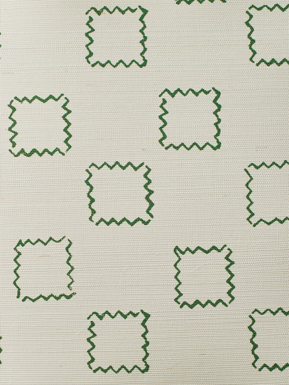 zag square green grasscloth