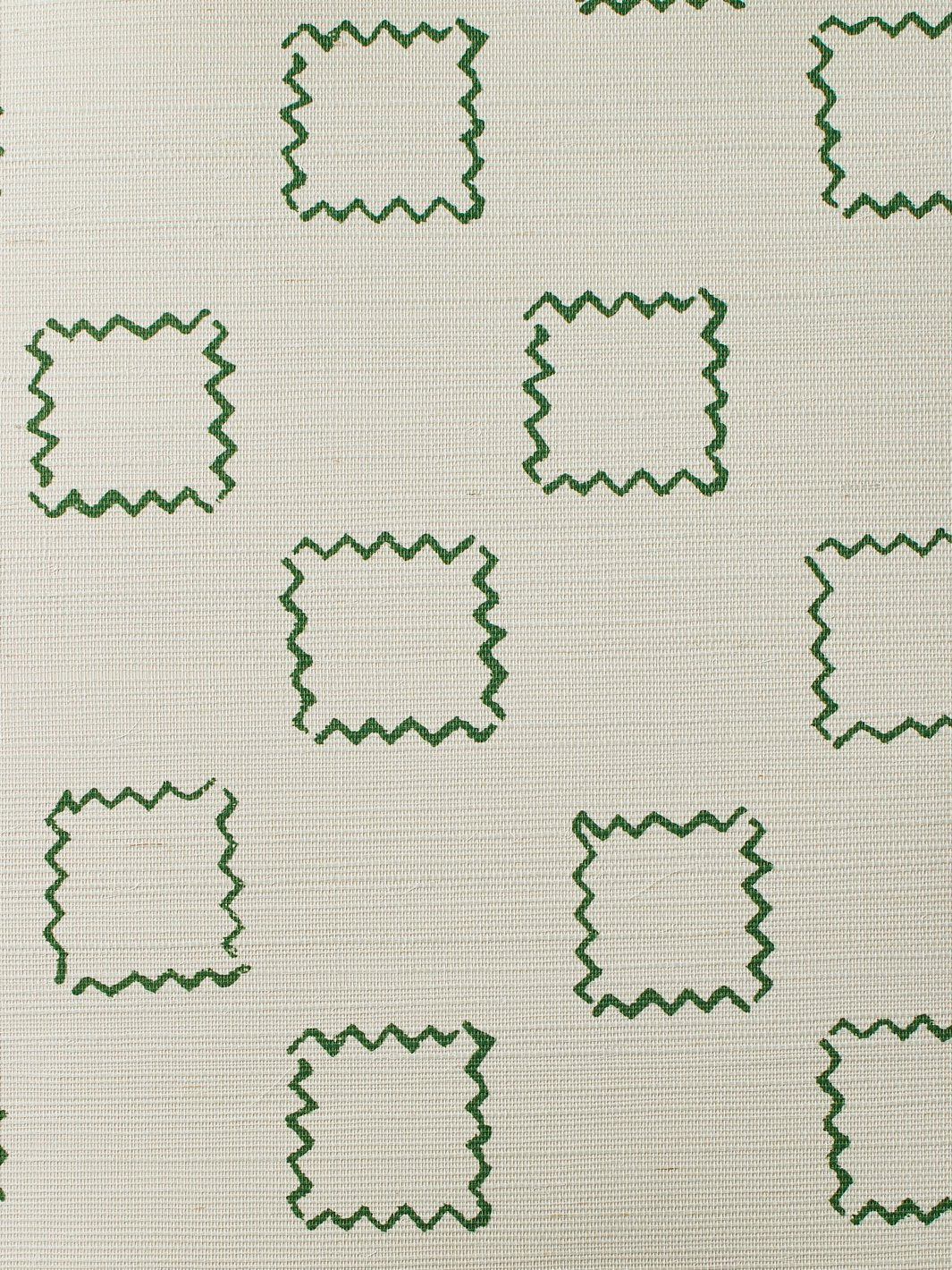 zag square green grasscloth