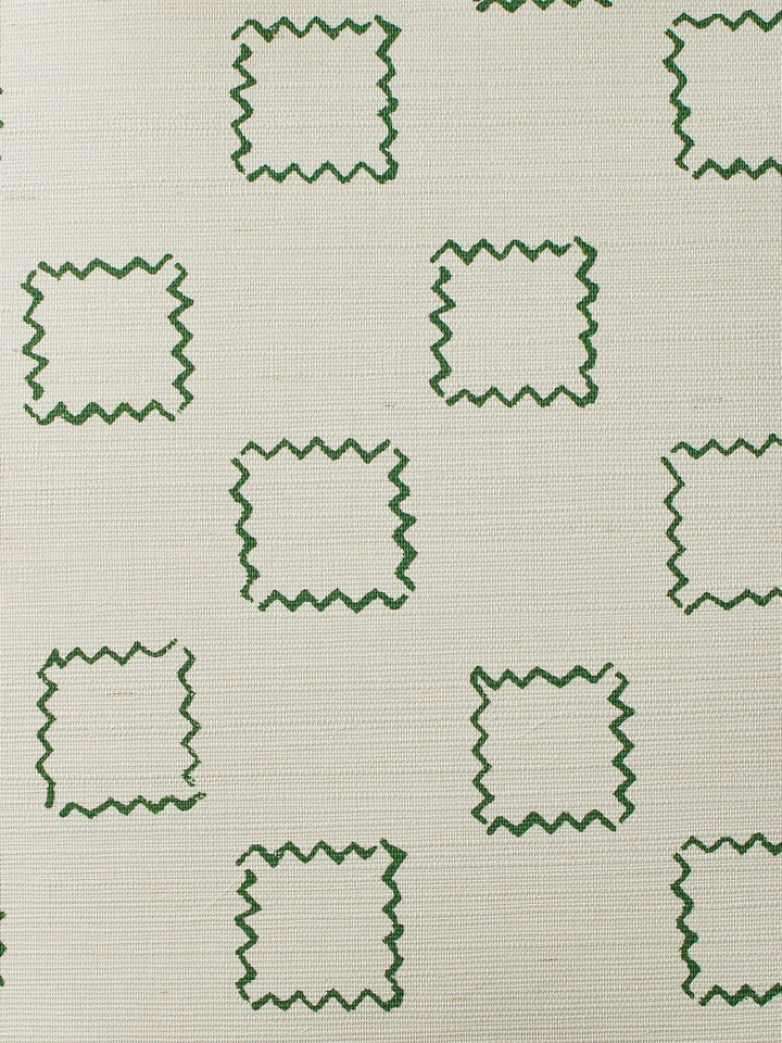 zag square green grasscloth