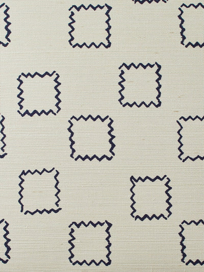 zag square navy grasscloth