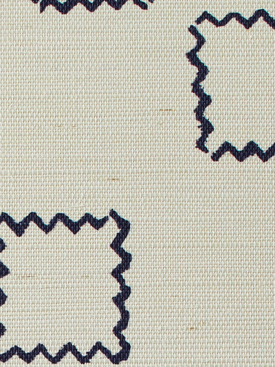 zag square navy grasscloth