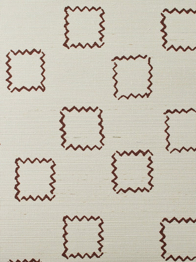 'Zag Square' Grasscloth' Wallpaper by Nathan Turner - Rust