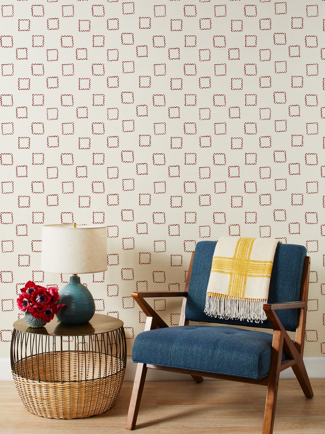 zag square rust grasscloth