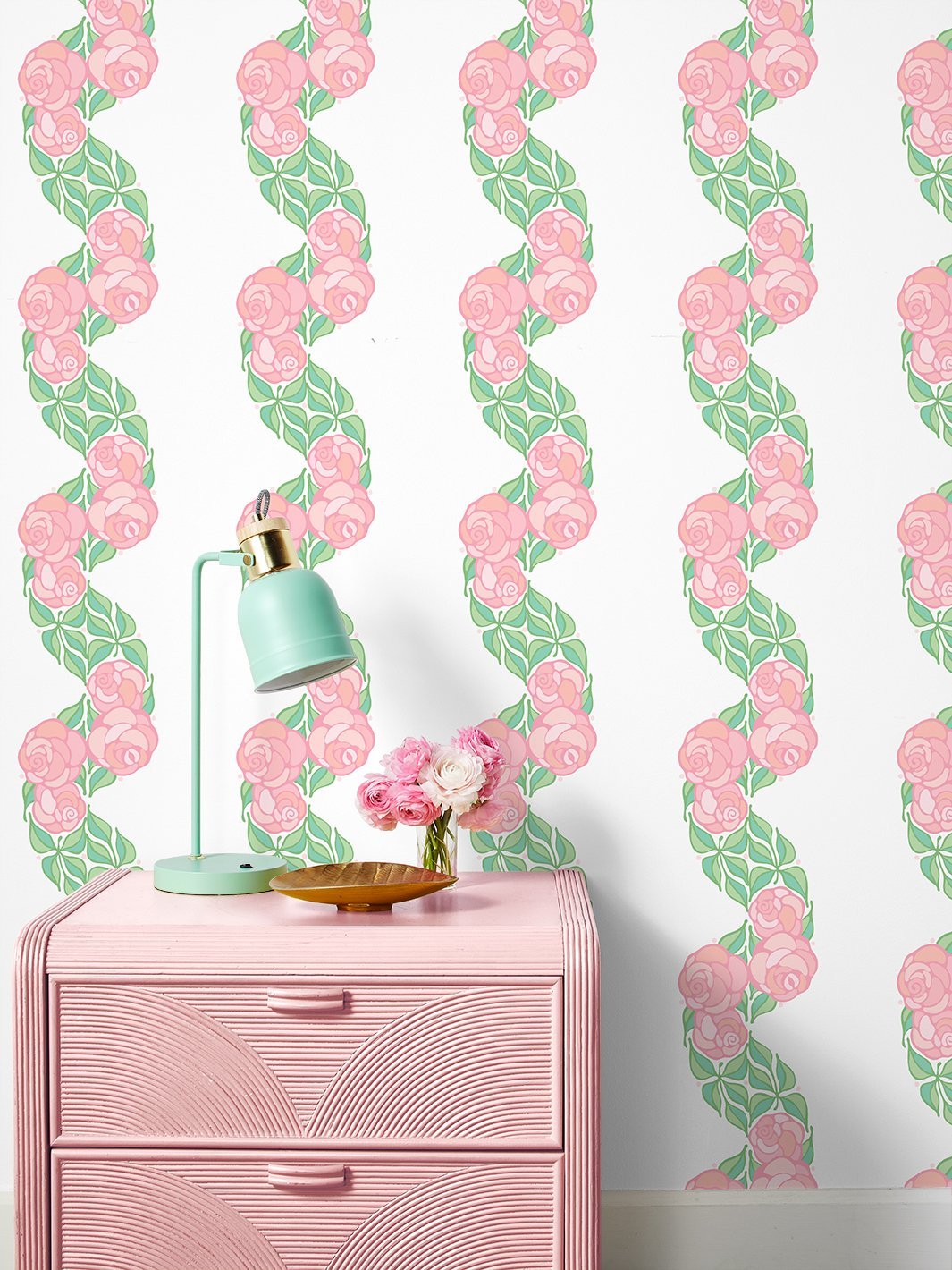 groovy floral stripe wallpaper by barbie ballet slipper