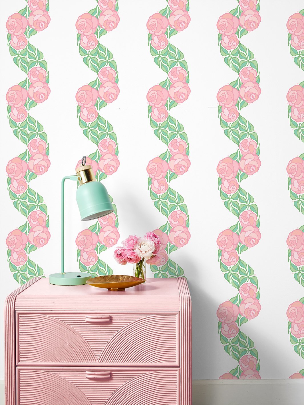 'Groovy Floral Stripe' Wallpaper by Barbie™ - Ballet Slipper