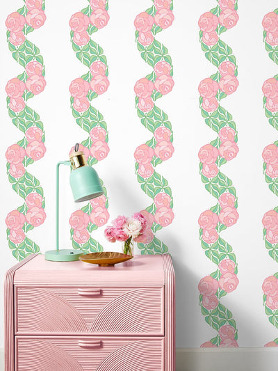 groovy floral stripe wallpaper by barbie ballet slipper