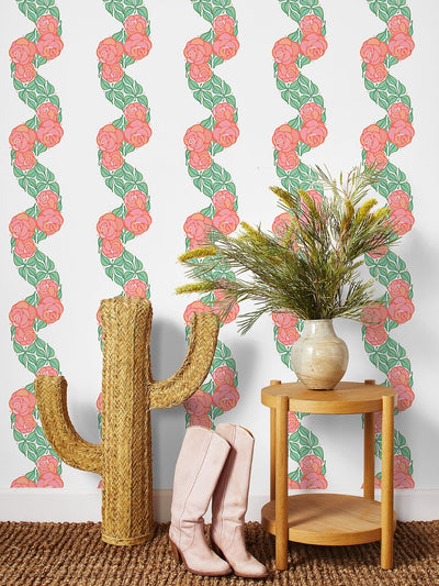 groovy floral stripe wallpaper by barbie watermelon