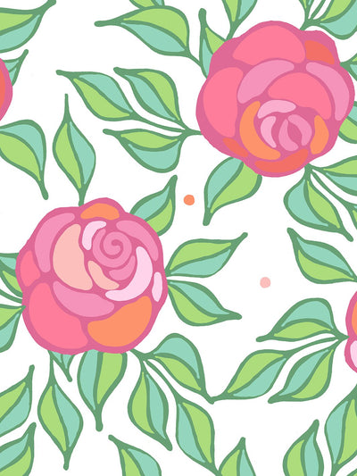 'Groovy Floral' Wallpaper by Barbie™ - Berry