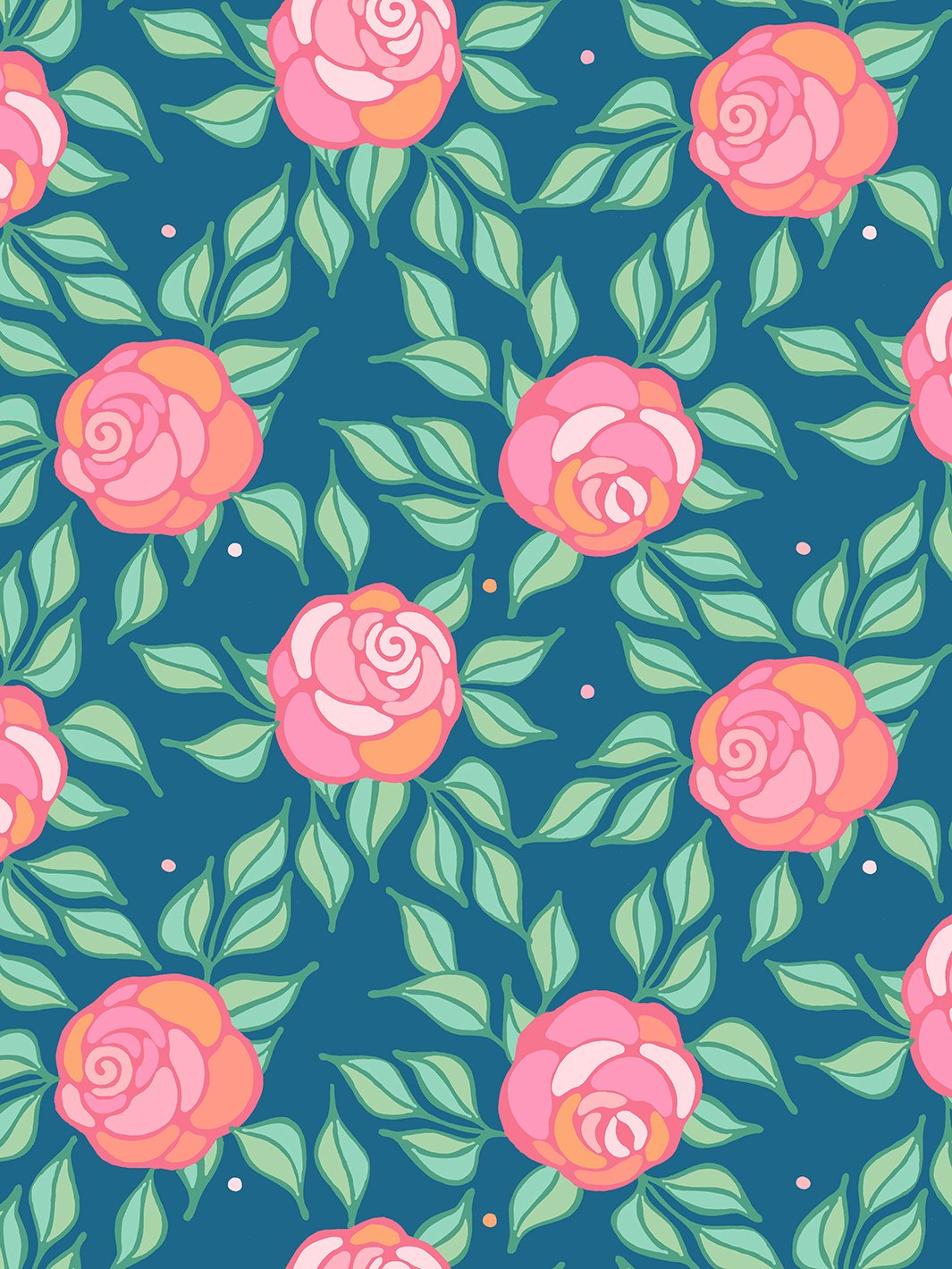 'Groovy Floral' Wallpaper by Barbie™ - Cadet Blue