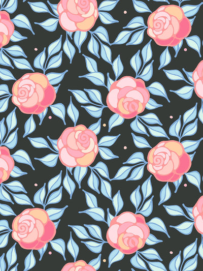 'Groovy Floral' Wallpaper by Barbie™ - Charcoal